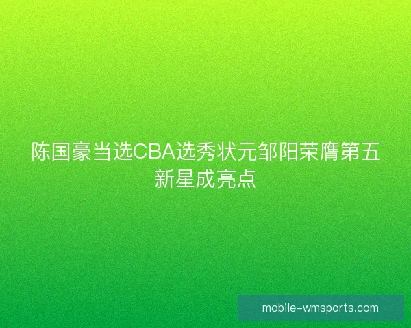 陈国豪当选CBA选秀状元邹阳荣膺第五新星成亮点
